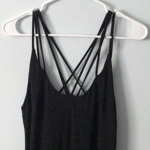 Black long, thin strips party dress